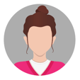 An illustration of a woman with dark hair in a ponytail and wearing a pink jumper and white tee-shirt underneath